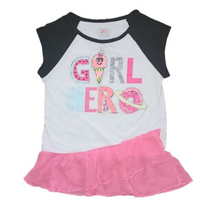 GARANIMALS White, Black and Pink Short Sleeve Tee 'GIRL HERO'